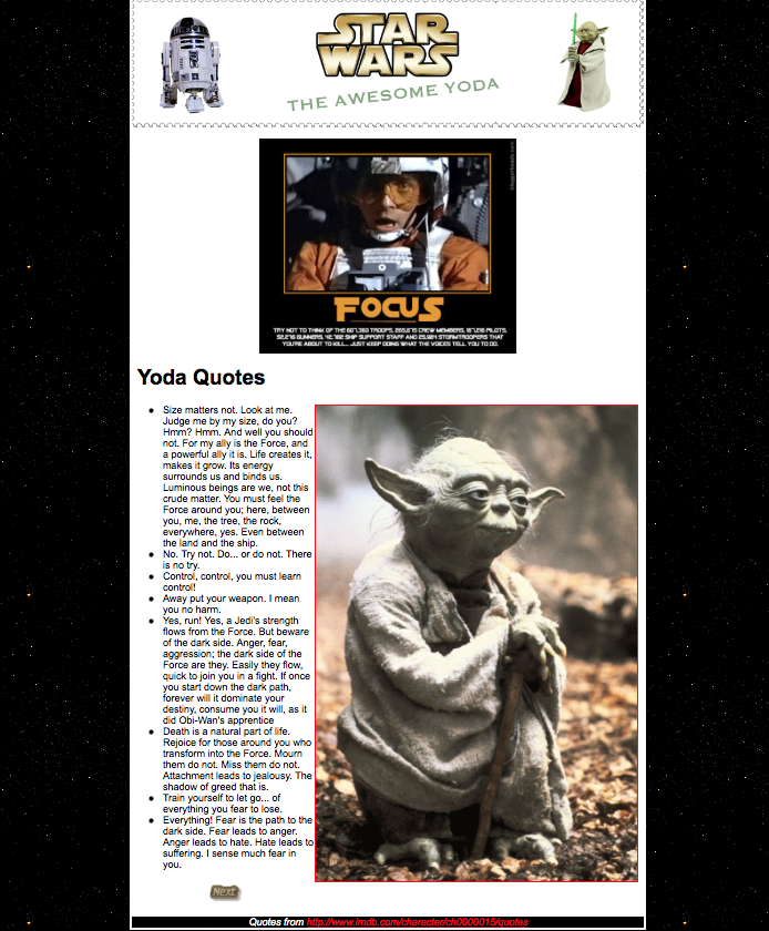 Yoda Webpage 1